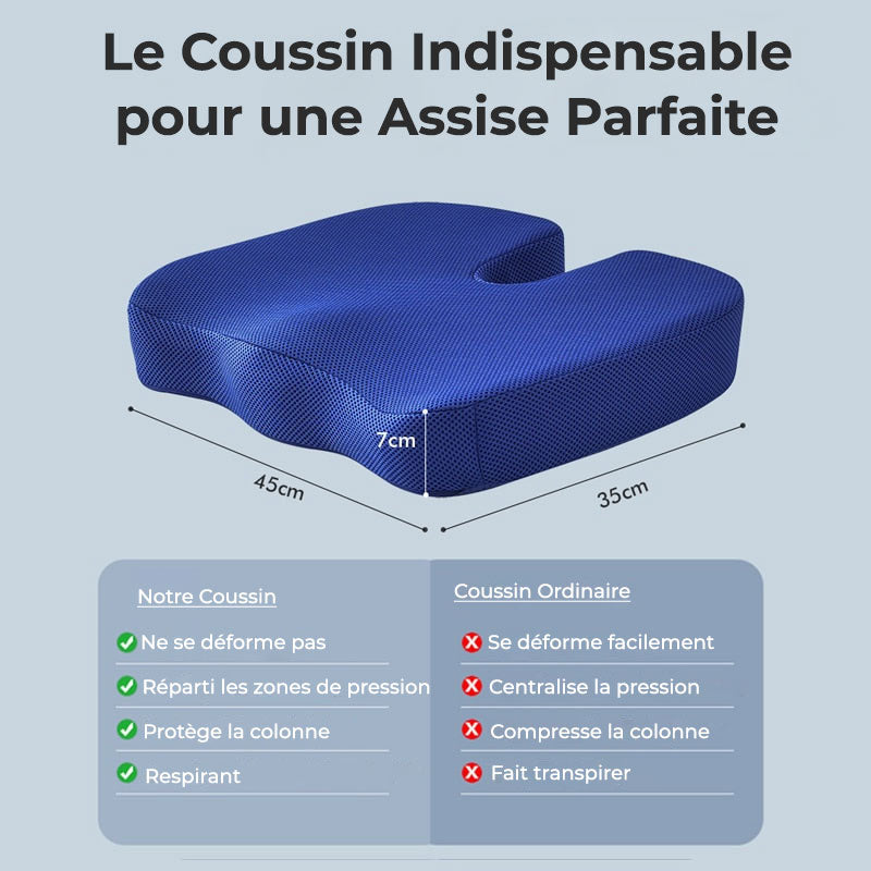 Coussin Orthopédique d'Assise Cellsius - Soulage les douleurs du coccyx et lombaires
